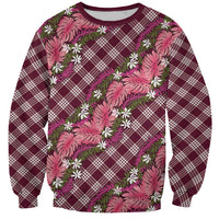 Polynesian Monstera Tiare Floral Sweatshirt Fuchsia Tropical Plaid LT01 Unisex Pink - Polynesian Pride