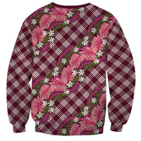 Polynesian Monstera Tiare Floral Sweatshirt Fuchsia Tropical Plaid LT01 - Polynesian Pride