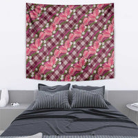 Polynesian Monstera Tiare Floral Tapestry Fuchsia Tropical Plaid - Polynesian Pride
