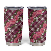 Polynesian Monstera Tiare Floral Tumbler Cup Fuchsia Tropical Plaid LT01 Pink - Polynesian Pride