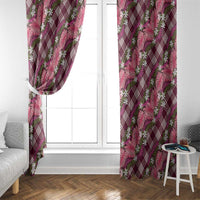 Polynesian Monstera Tiare Floral Window Curtain Fuchsia Tropical Plaid - Polynesian Pride