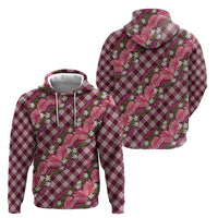 Polynesian Monstera Tiare Floral Zip Hoodie Fuchsia Tropical Plaid LT01 - Polynesian Pride