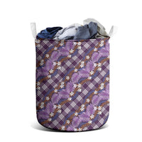 Polynesian Monstera Tiare Floral Laundry Basket Lavender Tropical Plaid LT01 - Polynesian Pride