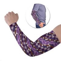 Polynesian Monstera Tiare Floral Arm Sleeves Lavender Tropical Plaid LT01 Set of 2 Purple - Polynesian Pride