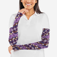 Polynesian Monstera Tiare Floral Arm Sleeves Lavender Tropical Plaid LT01 - Polynesian Pride