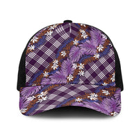Polynesian Monstera Tiare Floral Baseball Net Cap Lavender Tropical Plaid LT01 One Size Black Purple - Polynesian Pride