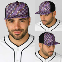 Polynesian Monstera Tiare Floral Baseball Net Cap Lavender Tropical Plaid - Polynesian Pride