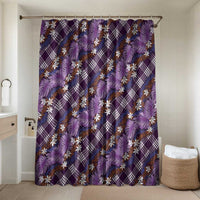 Polynesian Monstera Tiare Floral Bathroom Set Lavender Tropical Plaid - Polynesian Pride
