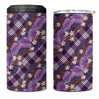 Polynesian Monstera Tiare Floral 4 in 1 Can Cooler Tumbler Lavender Tropical Plaid LT01 One Size: 16 oz Purple - Polynesian Pride