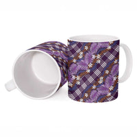 Polynesian Monstera Tiare Floral Ceramic Mug Lavender Tropical Plaid LT01 - Polynesian Pride