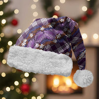 Polynesian Monstera Tiare Floral Christmas Santa Hat Lavender Tropical Plaid LT01 With Fur Purple - Polynesian Pride