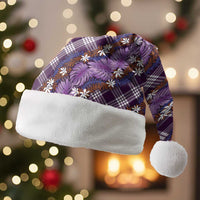 Polynesian Monstera Tiare Floral Christmas Santa Hat Lavender Tropical Plaid LT01 Without Fur Purple - Polynesian Pride