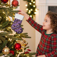 Polynesian Monstera Tiare Floral Christmas Stocking Lavender Tropical Plaid - Polynesian Pride