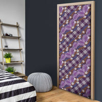 Polynesian Monstera Tiare Floral Door Cover Lavender Tropical Plaid LT01 - Polynesian Pride