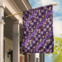 Polynesian Monstera Tiare Floral Garden Flag Lavender Tropical Plaid - Polynesian Pride