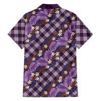 Polynesian Monstera Tiare Floral Hawaiian Shirt Lavender Tropical Plaid - Polynesian Pride