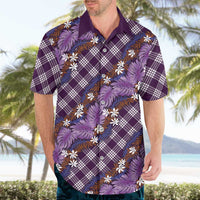 Polynesian Monstera Tiare Floral Hawaiian Shirt Lavender Tropical Plaid - Polynesian Pride