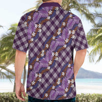 Polynesian Monstera Tiare Floral Hawaiian Shirt Lavender Tropical Plaid - Polynesian Pride