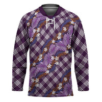 Polynesian Monstera Tiare Floral Hockey Jersey Lavender Tropical Plaid LT01 Unisex Purple - Polynesian Pride