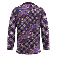 Polynesian Monstera Tiare Floral Hockey Jersey Lavender Tropical Plaid LT01 - Polynesian Pride