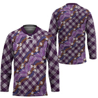 Polynesian Monstera Tiare Floral Hockey Jersey Lavender Tropical Plaid LT01 - Polynesian Pride