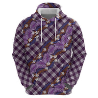Polynesian Monstera Tiare Floral Hoodie Lavender Tropical Plaid LT01 - Polynesian Pride