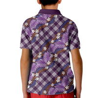 Polynesian Monstera Tiare Floral Kid Polo Shirt Lavender Tropical Plaid LT01 - Polynesian Pride