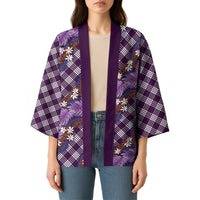 Polynesian Monstera Tiare Floral Kimono Lavender Tropical Plaid LT01 - Polynesian Pride