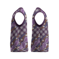 Polynesian Monstera Tiare Floral Christmas Knitted V-Neck Vest Lavender Tropical Plaid LT01 - Polynesian Pride