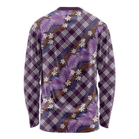 Polynesian Monstera Tiare Floral Long Sleeve Shirt Lavender Tropical Plaid LT01 - Polynesian Pride