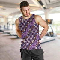 Polynesian Monstera Tiare Floral Men Tank Top Lavender Tropical Plaid LT01 Purple - Polynesian Pride
