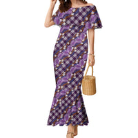Polynesian Monstera Tiare Floral Mermaid Dress Lavender Tropical Plaid LT01 Women Purple - Polynesian Pride