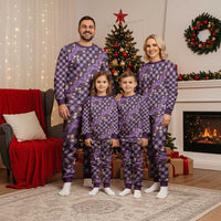 Polynesian Monstera Tiare Floral Christmas Pajama Set Lavender Tropical Plaid LT01 - Polynesian Pride