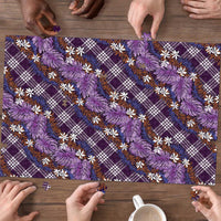 Polynesian Monstera Tiare Floral Puzzle Lavender Tropical Plaid LT01 - Polynesian Pride