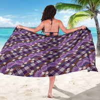 Polynesian Monstera Tiare Floral Sarong Lavender Tropical Plaid LT01 - Polynesian Pride