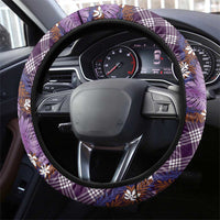 Polynesian Monstera Tiare Floral Steering Wheel Cover Lavender Tropical Plaid LT01 - Polynesian Pride