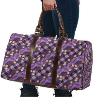Polynesian Monstera Tiare Floral Travel Bag Lavender Tropical Plaid - Polynesian Pride
