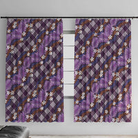 Polynesian Monstera Tiare Floral Window Curtain Lavender Tropical Plaid - Polynesian Pride