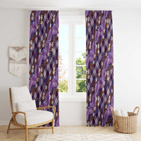 Polynesian Monstera Tiare Floral Window Curtain Lavender Tropical Plaid - Polynesian Pride