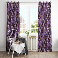 Polynesian Monstera Tiare Floral Window Curtain Lavender Tropical Plaid - Polynesian Pride