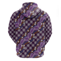 Polynesian Monstera Tiare Floral Zip Hoodie Lavender Tropical Plaid LT01 - Polynesian Pride