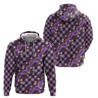 Polynesian Monstera Tiare Floral Zip Hoodie Lavender Tropical Plaid LT01 - Polynesian Pride