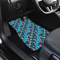 Polynesian Monstera Tiare Floral Car Mats Dark Teal Tropical Plaid LT01 - Polynesian Pride