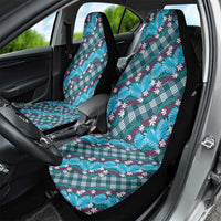 Polynesian Monstera Tiare Floral Car Seat Cover Dark Teal Tropical Plaid LT01 - Polynesian Pride