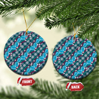 Polynesian Monstera Tiare Floral Ceramic Ornament Dark Teal Tropical Plaid LT01 Circle Teal - Polynesian Pride