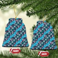 Polynesian Monstera Tiare Floral Ceramic Ornament Dark Teal Tropical Plaid LT01 Bell Flake Teal - Polynesian Pride