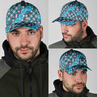 Polynesian Monstera Tiare Floral Classic Cap Dark Teal Tropical Plaid LT01 - Polynesian Pride