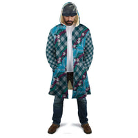 Polynesian Monstera Tiare Floral Cloak Dark Teal Tropical Plaid LT01 - Polynesian Pride