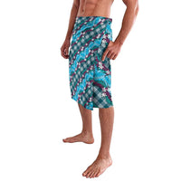 Polynesian Monstera Tiare Floral Lavalava Dark Teal Tropical Plaid - Polynesian Pride