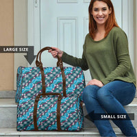 Polynesian Monstera Tiare Floral Travel Bag Dark Teal Tropical Plaid - Polynesian Pride
